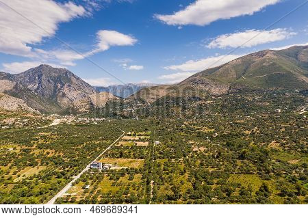 Aerial View Of Village Borsh With Mountains, Albania In Summer 2022
