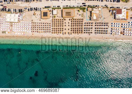 Part Of 7 Km Long Beach In Village Borsh, Albania In Summer 2022
