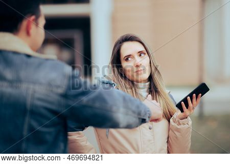 Jealous Girlfriend Taking Her Boyfriend Phone Invading His Privacy