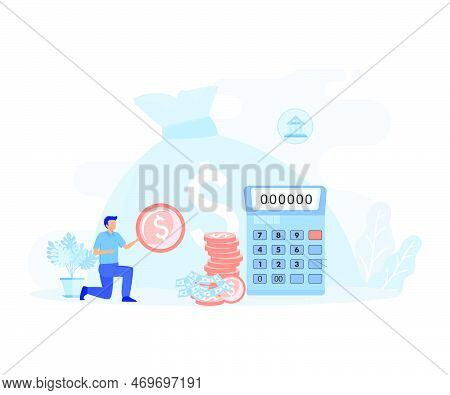 Public Finance Illustration. Characters Integrating With Government Institutions. Central Bank, Fede