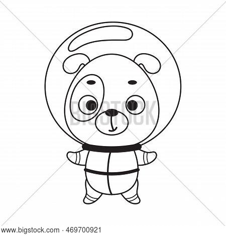 Coloring Page Cute Little Spaceman Dog. Coloring Book For Kids. Edudogional Activity For Preschool Y