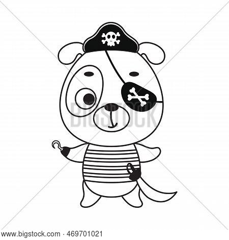 Coloring Page Cute Little Pirate Dog With Hook And Blindfold. Coloring Book For Kids. Edudogional Ac