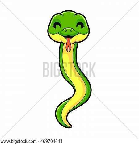 Vector Illustration Of Cute Easten Racer Snake Cartoon