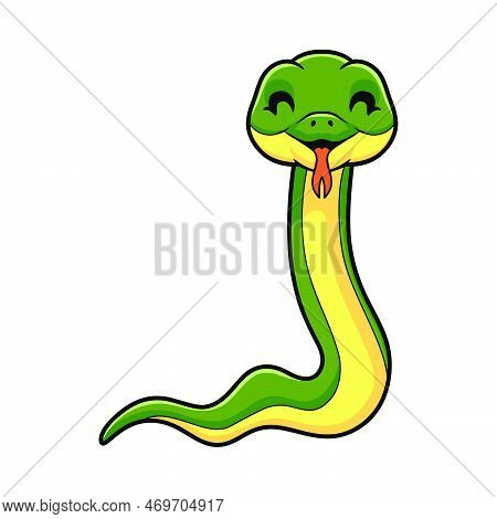 Vector Illustration Of Cute Easten Racer Snake Cartoon