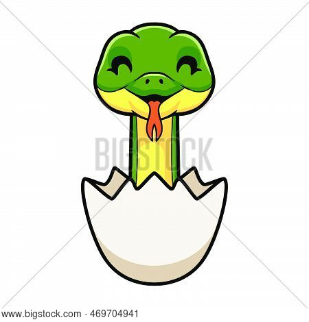 Vector Illustration Of Cute Easten Racer Snake Cartoon Inside An Egg