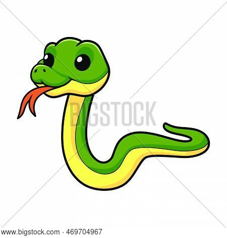 Vector Illustration Of Cute Easten Racer Snake Cartoon