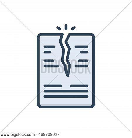 Color Illustration Icon For Rip Rip-up Paper Fissure Crack Fissure Canceled Rejected Annul Cancel