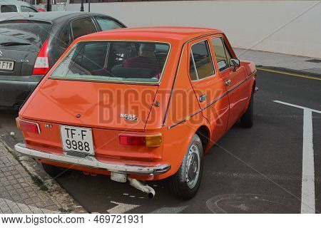 Tenerife, Spain - January 27, 2023: Rear View Of The Seat 127 With An Unrecognizable Person Inside P