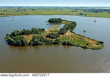 Aerial From A Little Island In The Heegermeer In Friesland The Netherlands