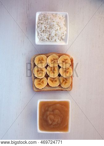 Foods Included In The Brat Diet: Bananas, Rice, Applesauce, Toast. Food To Consume While Diarrhea Or