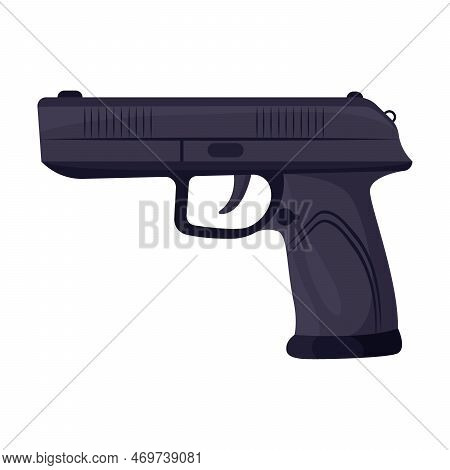 Semi Automatic Pistol. Military Weapon Illustration. Army Weapon Isolated On White Background. War, 