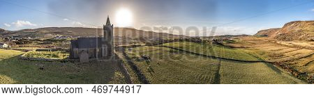 Aerial View Of The Church Of Ireland In Glencolumbkille - Republic Of Ireland