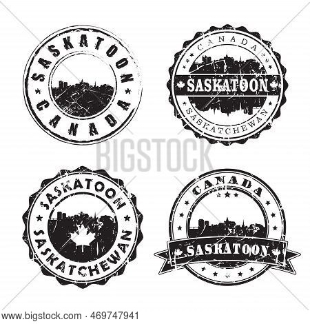 Saskatoon Saskatchewan Stamp Skyline Postmark. Silhouette Postal Passport. City Round Vector Icon Se