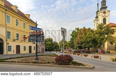 Sremski Karlovci, Serbia - August 19, 2022: Town Centre Branko Radicevic Square At Summer Afternoon.