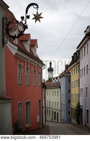 Landsberg Am Lech, Famous Medieval Village Over The Bavarian Romantic Road. Detail Of The Main Alley