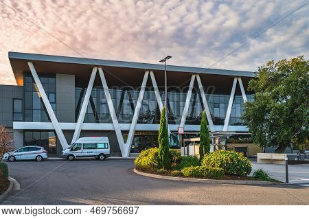 Perpignan, France, Jan Building, Exterior Of Perpignan Rivesaltes Mediterranean Airport With Decorat