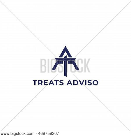 Abstract Initial Letter Ta Or At Logo In Blue Color Isolated In White Background Applied For Busines
