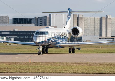 Zurich, Switzerland, January 19, 2023 Gulfstream G650 Business Aircraft Is Parking On The Apron Duri