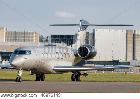 Zurich, Switzerland, January 19, 2023 Gulfstream G650 Business Aircraft Is Parking On The Apron Duri