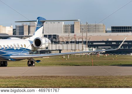 Zurich, Switzerland, January 19, 2023 Gulfstream G650 Business Aircraft Is Parking On The Apron Duri