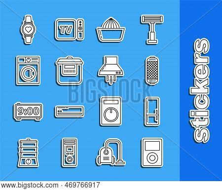 Set Line Music Player, Refrigerator, Stereo Speaker, Citrus Fruit Juicer, Slow Cooker, Washer, Smart