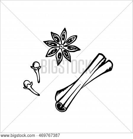 Glass Transparent Tea Pot With Ingredients Inside: Orange Slice, Cinnamon Stick, Carnation, Anise St