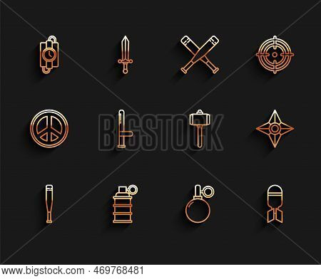Set Line Baseball Bat, Hand Grenade, Dynamite Stick Timer Clock, Aviation Bomb, Police Rubber Baton,