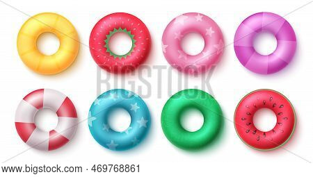 Summer Floater Vector Set Design. Summer Floaters Inflatable Beach Elements For Holiday Outdoor Vaca