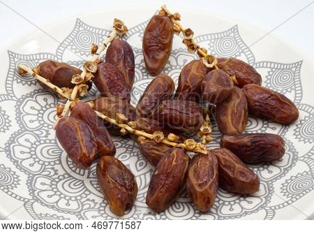 Dates From Tunis. Deglet Nour Fatina Isolated On White Background