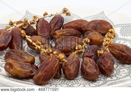 Dates From Tunis. Deglet Nour Fatina Isolated On White Background