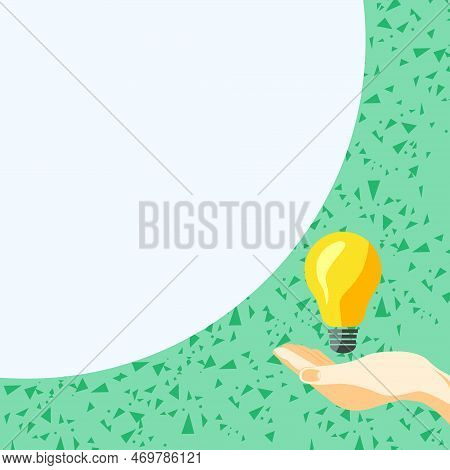 Drawn Hand Holding Yellow Bulb. Important Message Written On White Textholder. Main Information In C