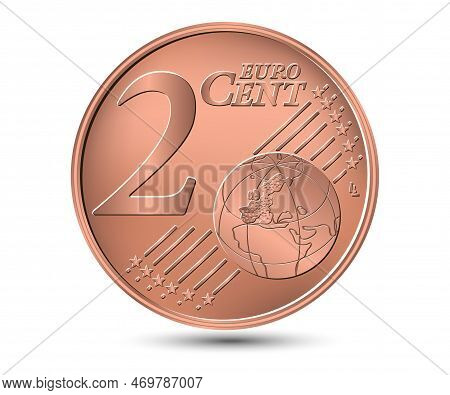 Two Euro Cent Coin. Reverse Coin. Vector Illustration.