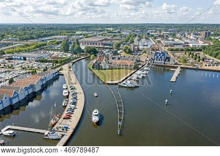 Aerial From The Historical City Huizen In The Netherlands