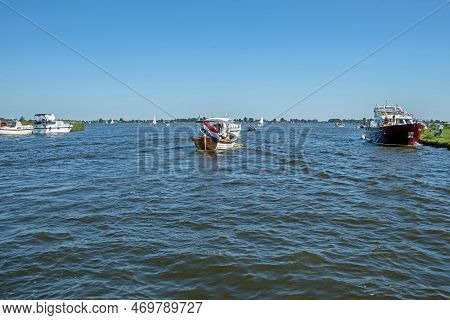 Cruising On The Sneekermeer In Friesland The Netherlands On A Beautiful Summer Day