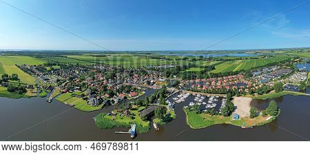 Aerial Panorama From The City Langweer In Friesland The Netherlands