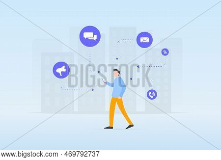 Ordinary Young Man Bombarded By Persistent Calls, Advertising, Spam Messages On His Phone, Highlight