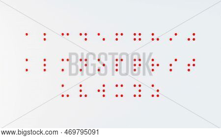 Braille Dots Alphabet For Visually Impaired. Formed Out Of Red Spheres, English Alphabet, 3d Render