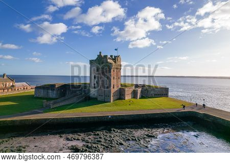 Broughty Ferry Castle Dundee, Located On The Banks Of The River Thay In Scotland