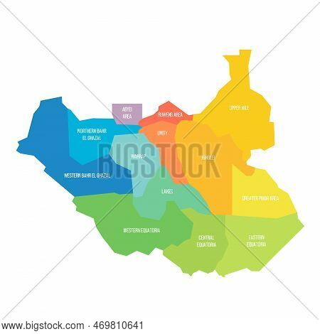 South Sudan Political Map Of Administrative Divisions - States, Administrative Areas And Area With S