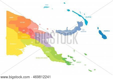 Papua New Guinea Political Map Of Administrative Divisions - Provinces, Autonomous Region And Nation
