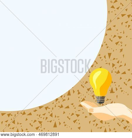 Drawn Hand Holding Yellow Bulb. Important Message Written On White Textholder. Main Information In C
