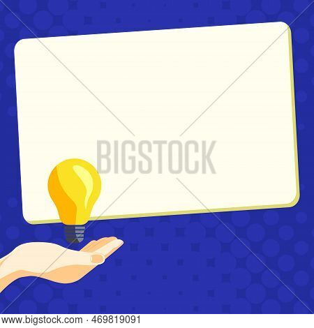Drawn Hand Holding Yellow Bulb. Important Message Written On White Textholder. Main Information In C
