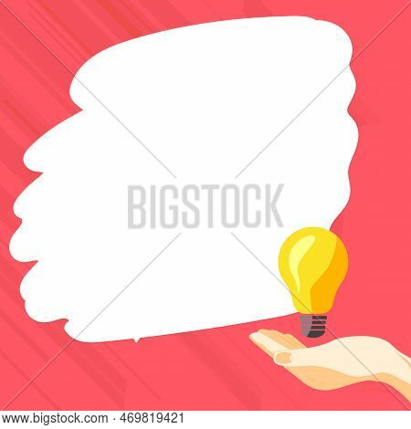Drawn Hand Holding Yellow Bulb. Important Message Written On White Textholder. Main Information In C