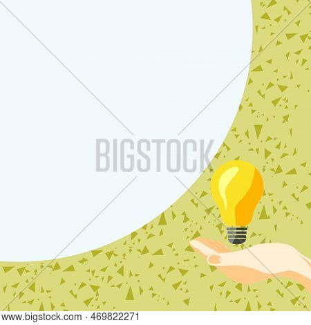 Drawn Hand Holding Yellow Bulb. Important Message Written On White Textholder. Main Information In C