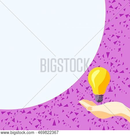 Drawn Hand Holding Yellow Bulb. Important Message Written On White Textholder. Main Information In C