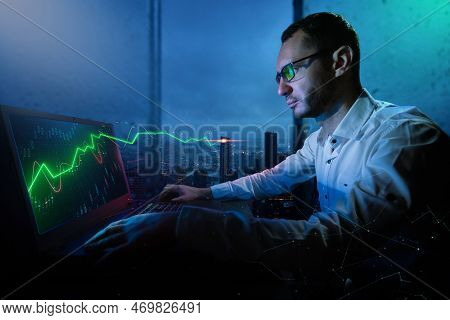 Businessman Trading Online Stock Market Concept Or Forex Investment Exchange. Bitcoins, Futures. Cry
