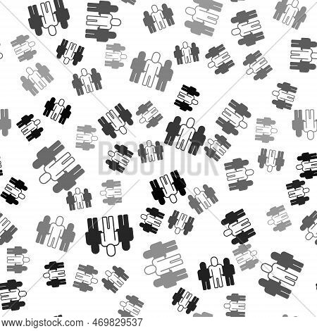 Black Project Team Base Icon Isolated Seamless Pattern On White Background. Business Analysis And Pl