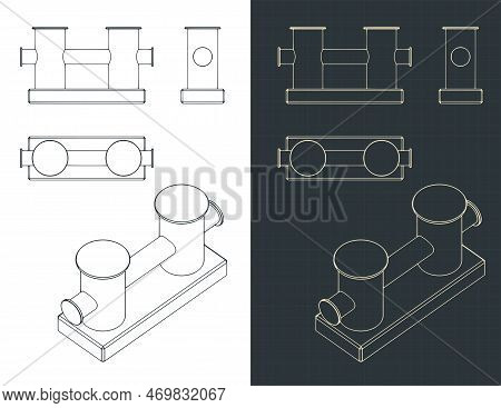 Mooring Bitt Isometric Blueprints