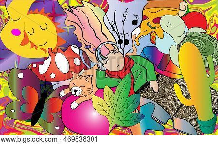 A Girl Dreams Of A Surreal World Out Of Inner Mind, Psychedelia, Psychedelic Art