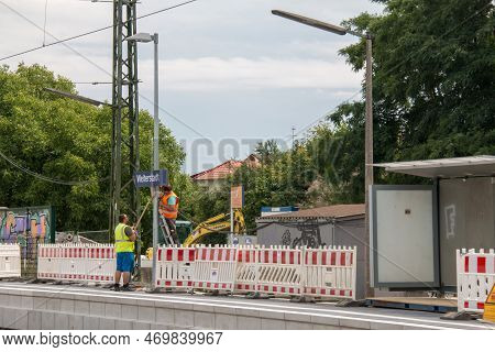 Weiterstadt, Germany - June 21 2018: Renovation Railway Station